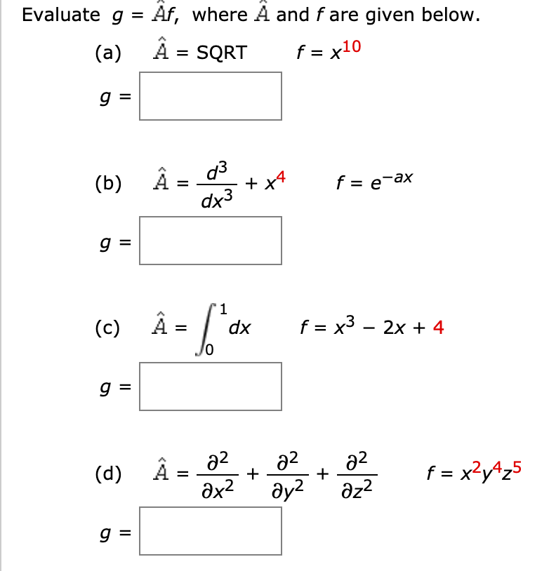 Solved Evaluate G Af Where A And F Are Given Below A Chegg Com