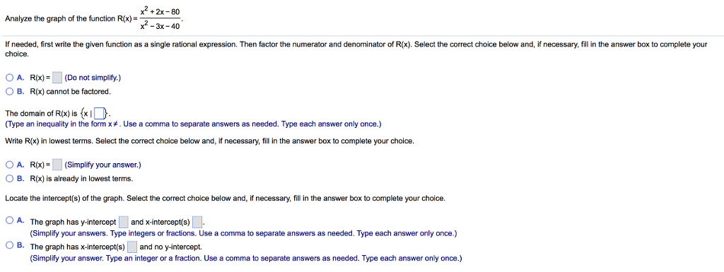 Solved X2 2x 80 X2 3x 40 Analyze The Graph Of The Function Chegg Com