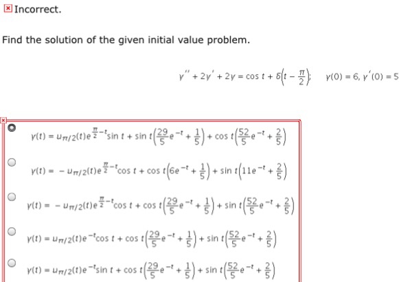 Find The Solution Of The Given Initial Value Problem Chegg Com