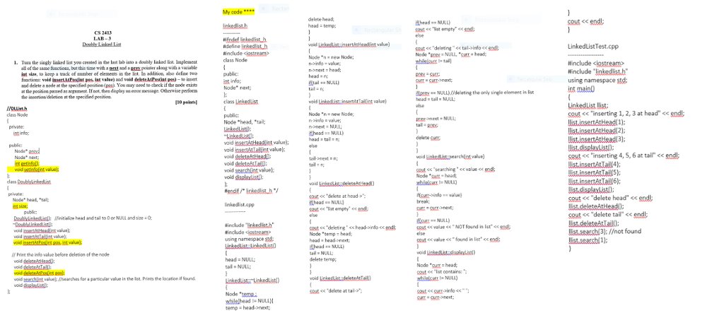 My Code Delete Head Head Temp Head Null Li Chegg Com