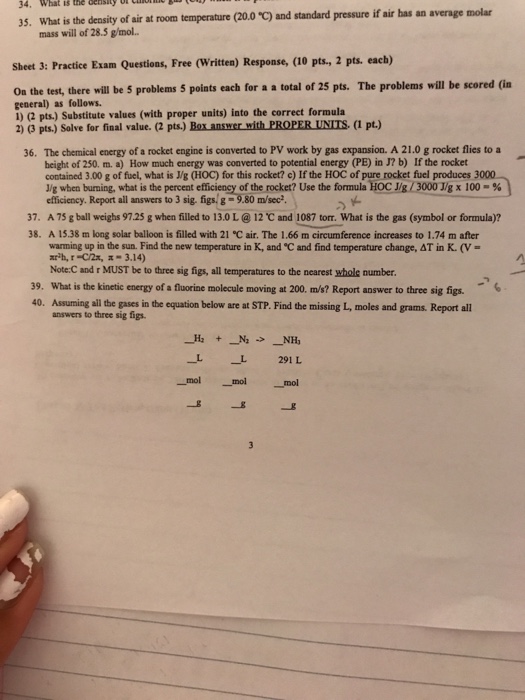 Solved 34 What Is The Oensy 35 What Is The Density Of A