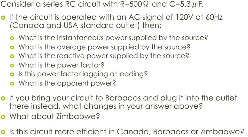 Solved Consider A Series Rc Circuit With R 500 W And C 5 Chegg Com