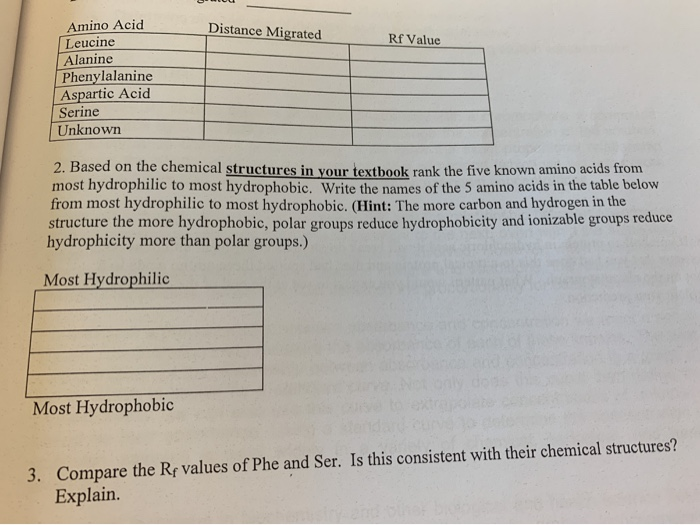 most hydrophobic amino acids