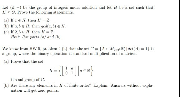 Solved Let Z Be The Group Of Integers Under Addition Chegg Com