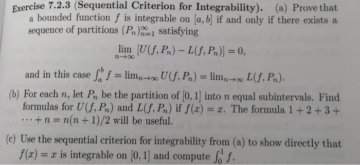 Solved Exercise 7 2 3 Sequential Criterion For Integrabi