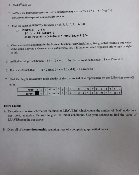 Solved Mod 22 1 Find 8 B C D E F G H Place Following Expression Directed Binary Tree 2 B Convert Q Essaytaste