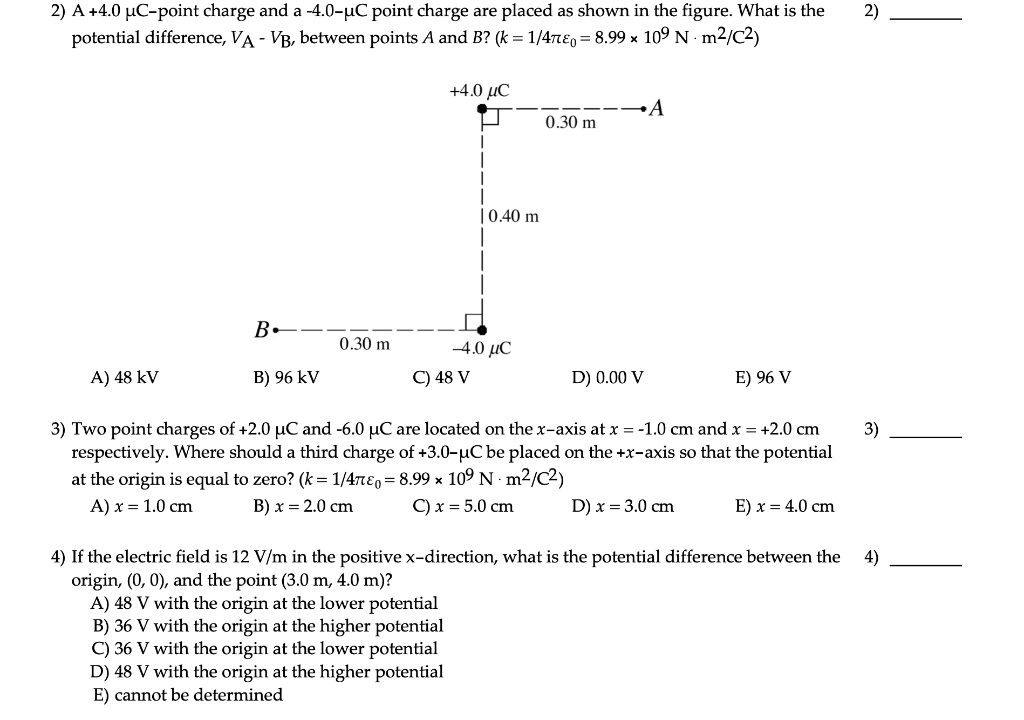 2 A 4 0 Mc Point Charge And A 4 0 Uc Point Charge Chegg 