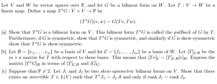 Solved Let V And W Be Vector Spaces Over F And Let G Be Chegg Com