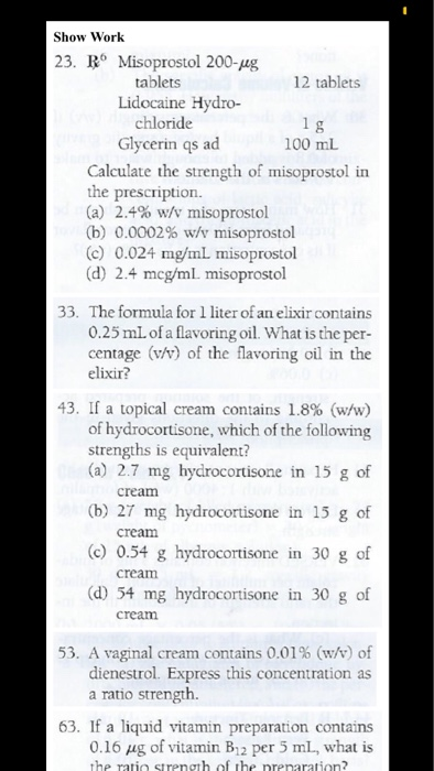 Solved Show Work 23 B Misoprostol 0 Jg Tablets 12 Tab Chegg Com