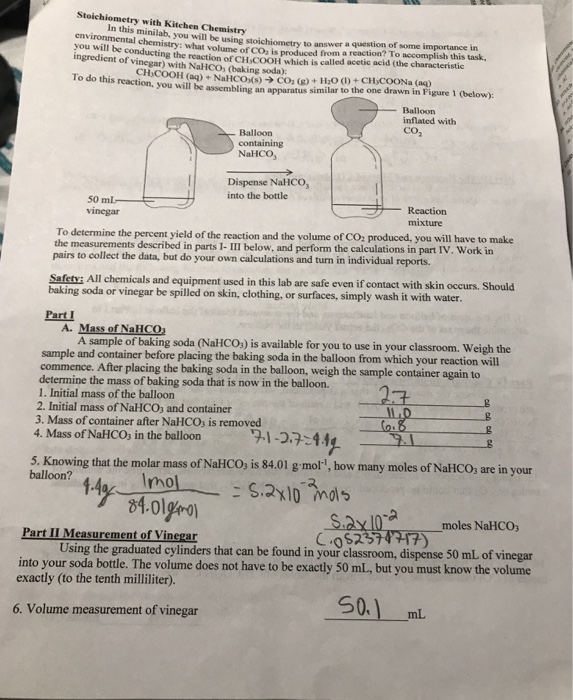 Solved Stoichiometry With Kitchen Chemistry Nb You Will Chegg Com