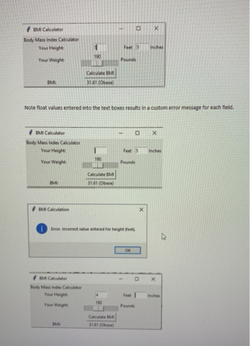 BMI Calculator Body Mass Index Calculator Your Height Your Weight 190 Pounds Calculate BM 1.61 (Obese Note float values enter