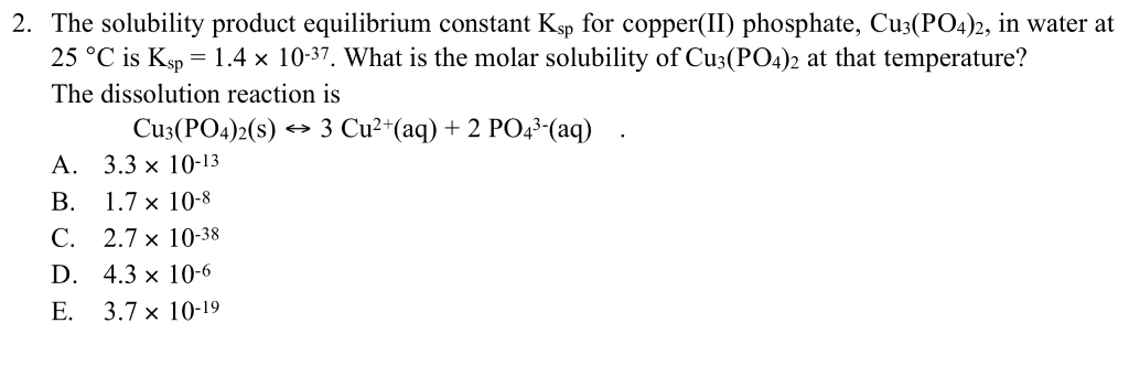 Copper phosphate solubility