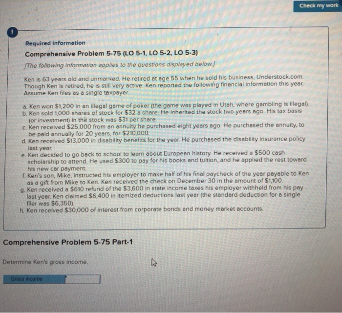 Solved: Check My Work Required Information Comprehensive P ...