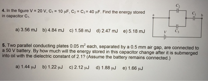 Solved In The Figure V V C 1 10 Mu F C 2 C 3 Chegg Com