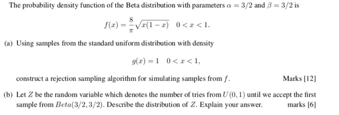 The Probability Density Function Of The Beta Distr Chegg Com