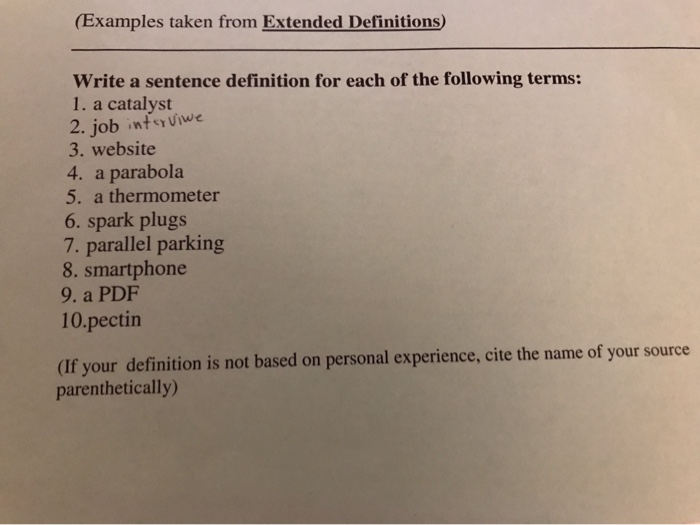extended definition example