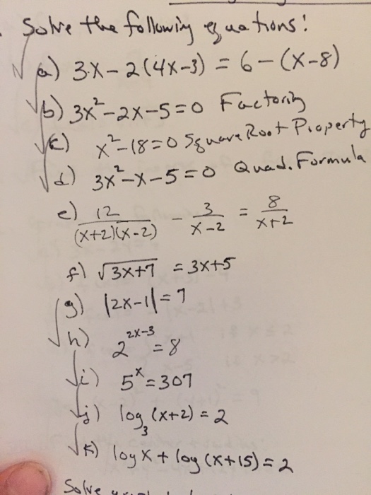 Solve The Following Equations A 3x 2 4x 3 6 Chegg Com