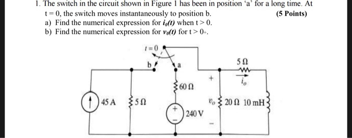 Solved 1. The Switch In The Circuit Shown In Figure 1 Has