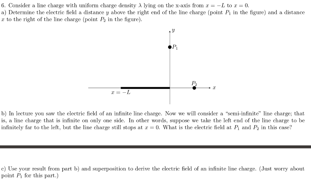 6 Consider A Line Charge With Uniform Charge Density Chegg 