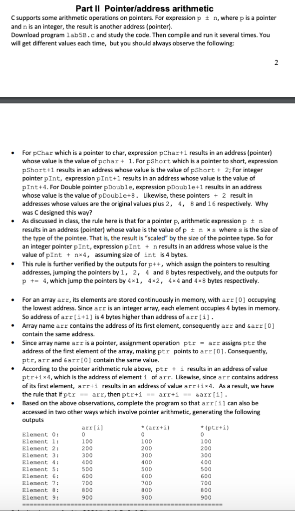Why Does C Have Pointer Arithmetic And Why Is The Chegg Com