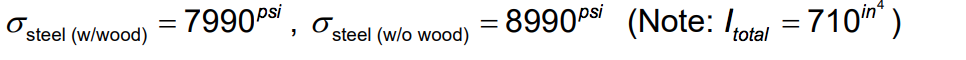 ?steel (w/wood)-7990psi , ? -8990psi (Note: total-710n) steel (wlo wood)