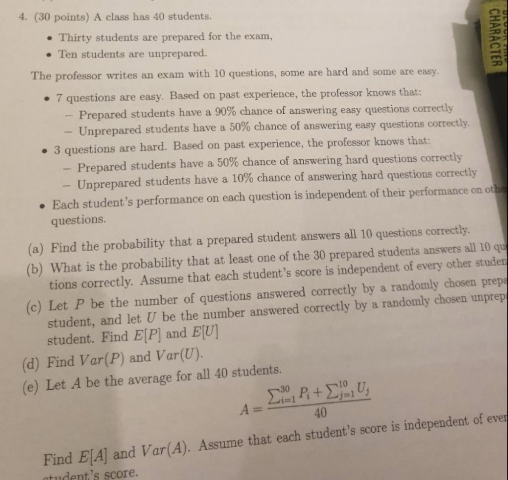 Thirty Has Points) Class S ... 4. . Students. (30 A 40