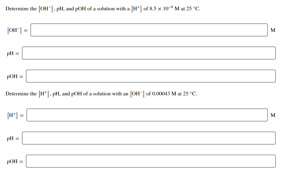 Solved Determine The Oh Ph And Poh Of A Solution With Chegg Com