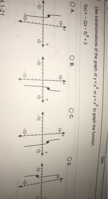 Use Transformations Of The Graph Of Y X 4 Or Y Chegg Com