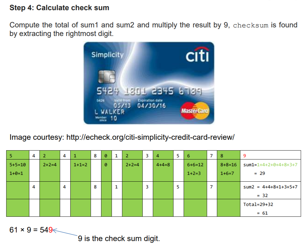 Failed to calculate checksum of ref. Алгоритм Луна для банковских карт.