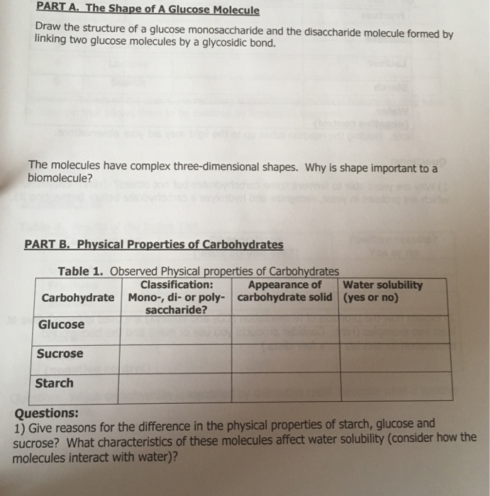 S Molecule Glucose The PART Draw The Shape A. A Solved: ... Of