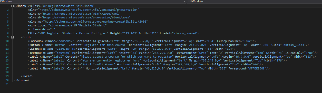 Window LE3WindoW 1 E<Window x:Class- PFRegisterStudent.Mainwindow xmlns-http://schemas.microsoft.com/winfx/2006/xaml/presen