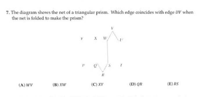 Solved 7 The Diagram Shows The Net Of A Triangular Prism Chegg Com