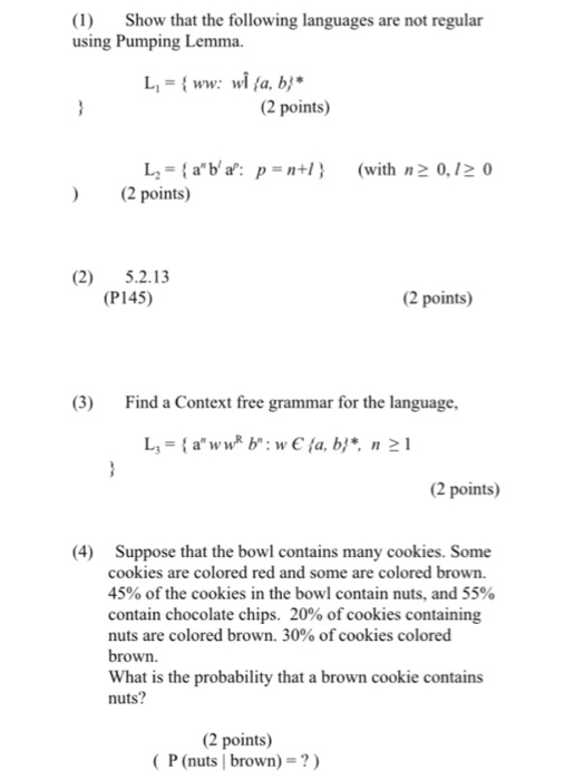 Solved Show That The Following Languages Are Not Regular Chegg Com