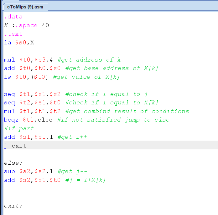 Solved Convert Following C Code Mips Code J X K Else J J X K S1 Holding Variable S2 Holding Varia Q