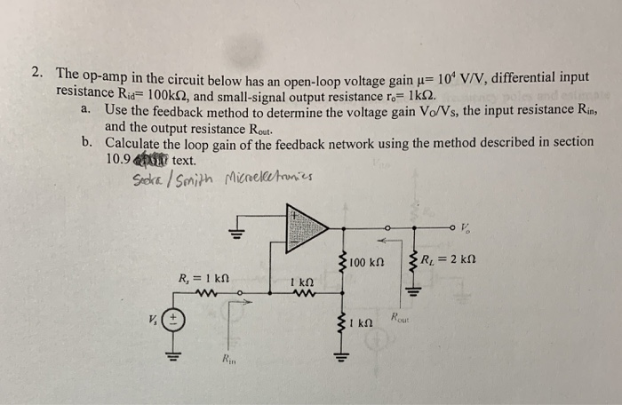 Solved The Op Amp In The Circuit Below Has An Open Loop V Chegg Com