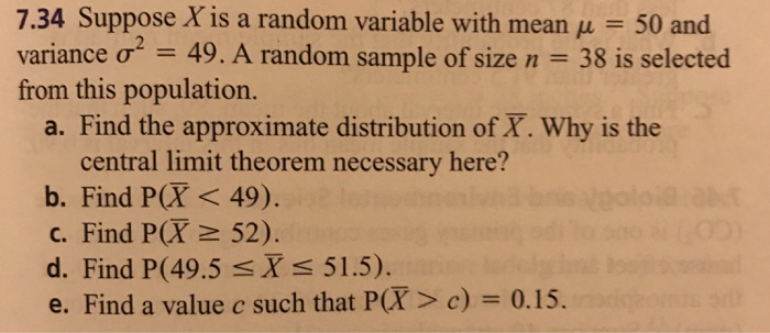 Solved 7 34 Suppose X Is A Random Variable With Mean M Va Chegg Com