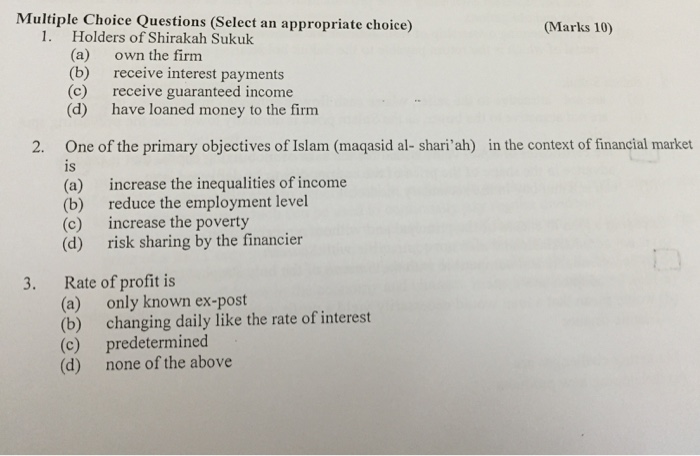 Solved Multiple Choice Questions (Select an appropriate  Chegg.com