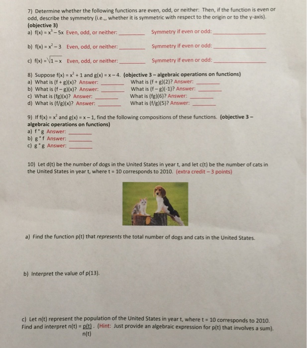 Solved 7 Determine Whether The Following Functions Are E Chegg Com