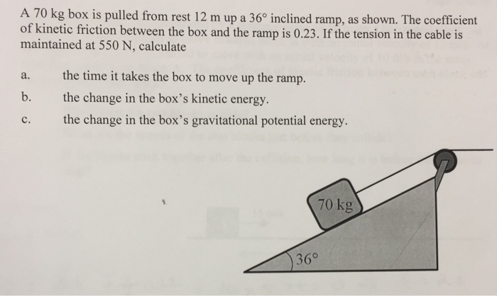 Solved A 70 Kg Box Is Pulled From Rest 12 M Up A 36 Incl Chegg Com