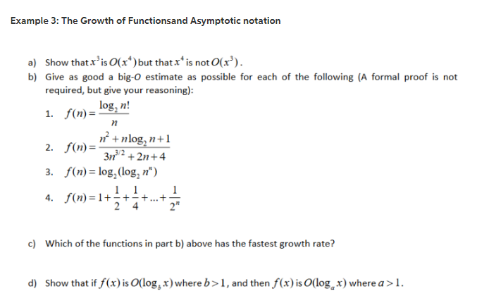 Solved Example 3 The Growth Of Functionsand Asymptotic N Chegg Com