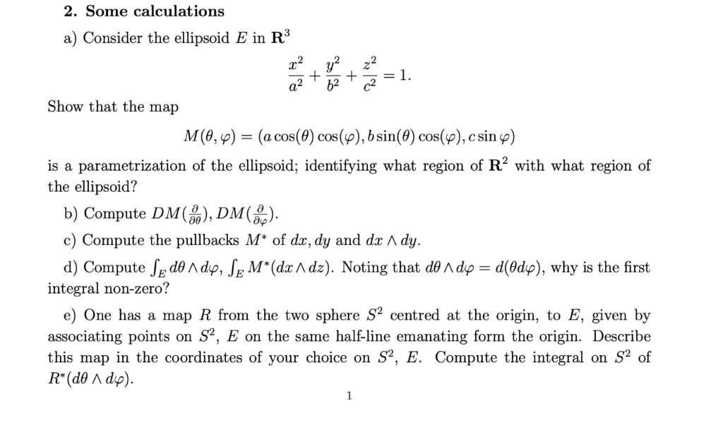 Solved 2 Some Calculations A Consider The Ellipsoid E I Chegg Com