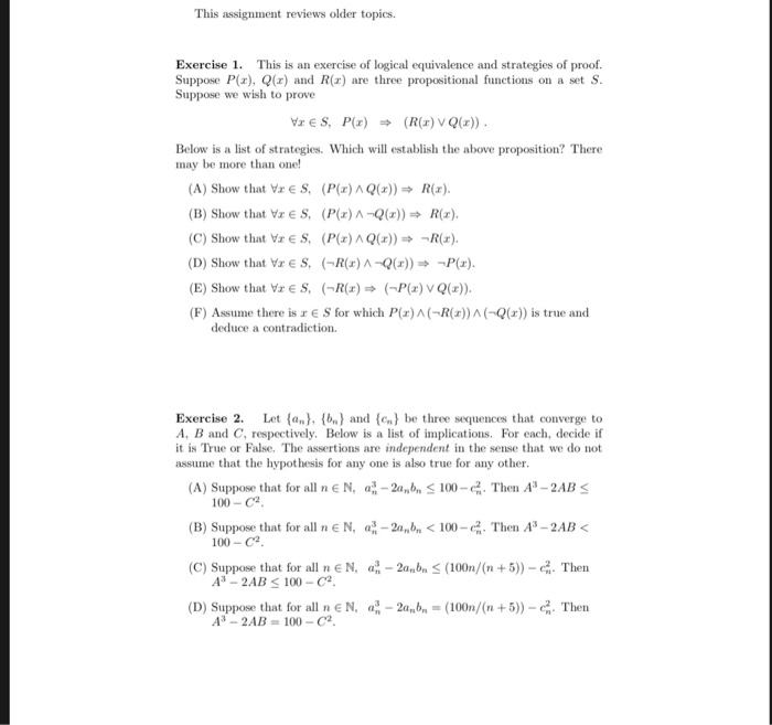 Solved 1 2 Exereise 1 This Is An Exercise Of Logical Chegg Com