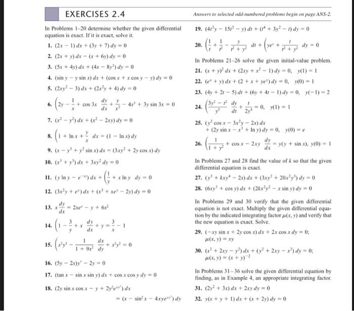 Exercises 2 4 Answers To Selected Odd Numbered Chegg Com