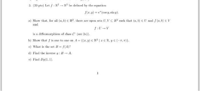 Solved Let F R 2 Rightarrow R 2 Be Defined By The Equati Chegg Com