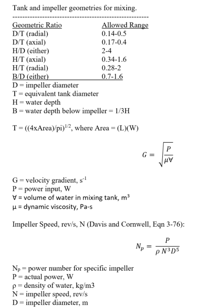 Design Guidelines For Rapid Mix 1 Tanks Should B Chegg Com