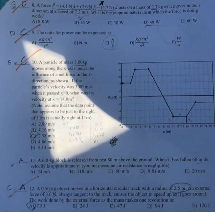 Solved 8 A Force F 4 1 N I 2 6 N 4 7 N K Acts On A Chegg Com