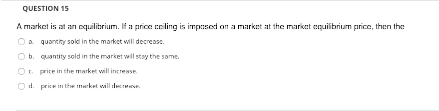 Solved Question 15 A Market Is At An Equilibrium If A Pr