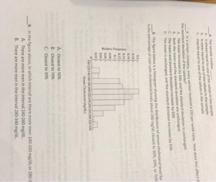 Solved 6 The Sample Median A Is Always Equal To One Of Chegg Com