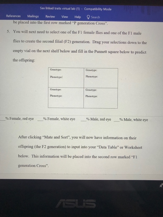 Solved Sex Linked Traits Virtual Lab 1 Compatibility Mo