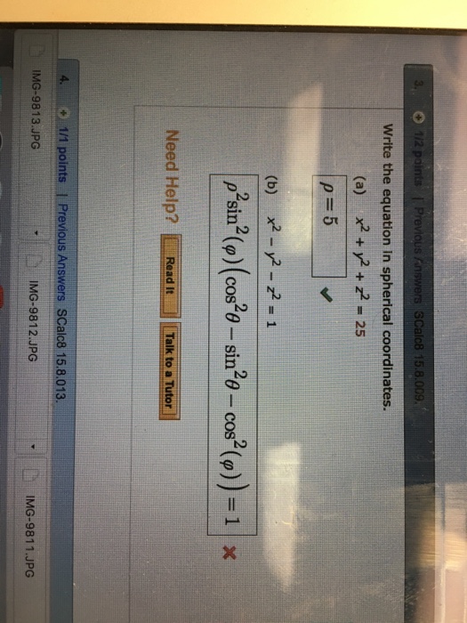Solved Write The Equation In Spherical Coordinates A X 2 Chegg Com